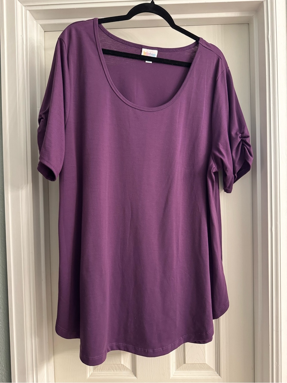LuLaRoe Purple Morgan Scoop Neck Short Sleeve Top